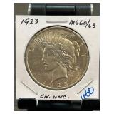 1923 Peace Dollar MS60/63 Condition