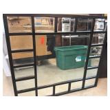 Black Multi-Pane Mirror with Wooden Frame
