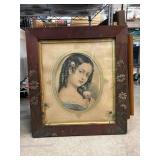 Framed Lithograph of a Woman by Gilbert Stuart