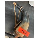 Decorative Powder Horn With Leather Strap