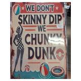 Metal Sign with Retro Swimming Graphic