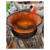 Terracotta and Black Ceramic Decorative Bowl