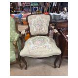 Wood-Framed Armchair With Needlepoint Upholstery