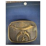 Shriner Buckle with Sword and Crescent Design