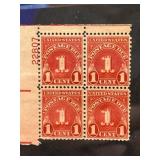 U.S. J70 1-Cent Postage Due Block with Plate