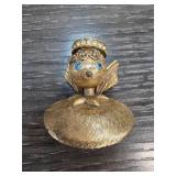 Tortolani Figural Brooch in Gold Tone