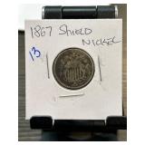 1867 Shield Nickel Coin in Holder