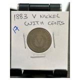 1883 Liberty Head V Nickel with Cents