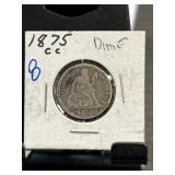 1875-CC Seated Liberty Dime Coin