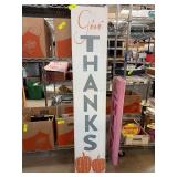 Wooden Give Thanks Sign With Pumpkins