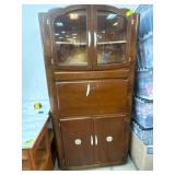 Wooden Art Deco Bar / Hutch with Glass Doors