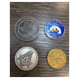 Four Masonic Commemorative Coins