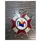 1938 Red Enamel Star Medal with Laurel Design