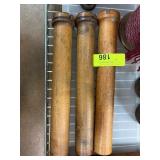 Three Wooden Textile Bobbins
