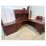 L-Shaped Wooden Office Desk with Hutch and Drawers
