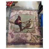 Woven Tapestry Throw with Cardinals Motif