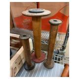 Three Wooden Thread Spools