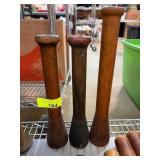 Three Wooden Textile Spindles
