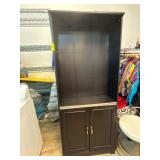Dark Wood-Finished Cabinet With Open Shelves