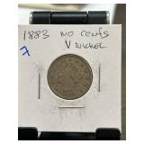1883 Liberty Head V Nickel No Cents