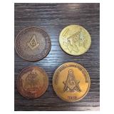 Four Masonic Commemorative Coins