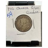 1912 Canada Silver Quarter Coin