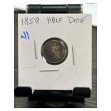 1858 Seated Liberty Half Dime (Arrows)