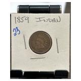 1859 Indian Head Cent in Display Holder