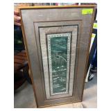 Framed Asian Textile Artwork in Embroidered Detail
