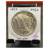 1922 Peace Silver Dollar in CH. UNC. Condition