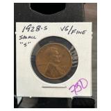1928-S Lincoln Wheat Cent in VF Condition