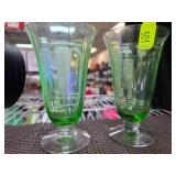 Green Uranium Glass Footed Tumblers