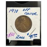 1978 Off-Center Lincoln Cent Coin
