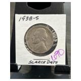 1938-S Jefferson Nickel in Card Holder