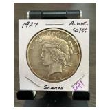 1927 Peace Dollar in AU Condition