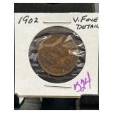 1902 Indian Head Cent, Very Fine Detail