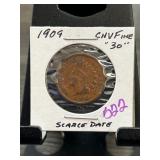 1909 Indian Head Cent in Display Holder