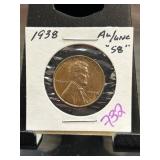 1938 Lincoln Cent in AU/UNC Condition