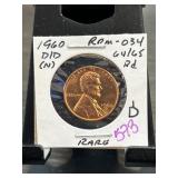 1960 D/D Lincoln Penny in Protective Case