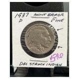 1937-D Mint Error Double Struck Indian Nickel