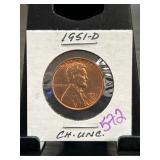 1951-D Lincoln Wheat Cent in Ch. UNC Condition