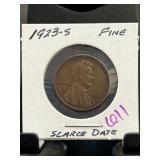 1923-S Lincoln Wheat Cent in Fine Condition