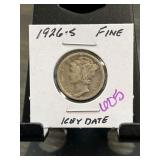 1926-S Mercury Dime in Fine Condition