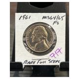 1961 Jefferson Nickel MS64/65 FS