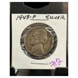 1943-P Jefferson Nickel in Holder