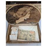 Pyrography Wooden Keepsake Box with Contents