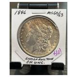 1886 Morgan Silver Dollar MS60/63 CH. UNC