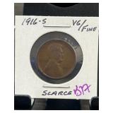 1916-S Lincoln Wheat Cent in VG/Fine Condition