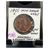 1955 S Mint Error Lincoln Cent