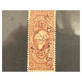 1862 US Revenue Stamp, 25 Cents, First Issue
